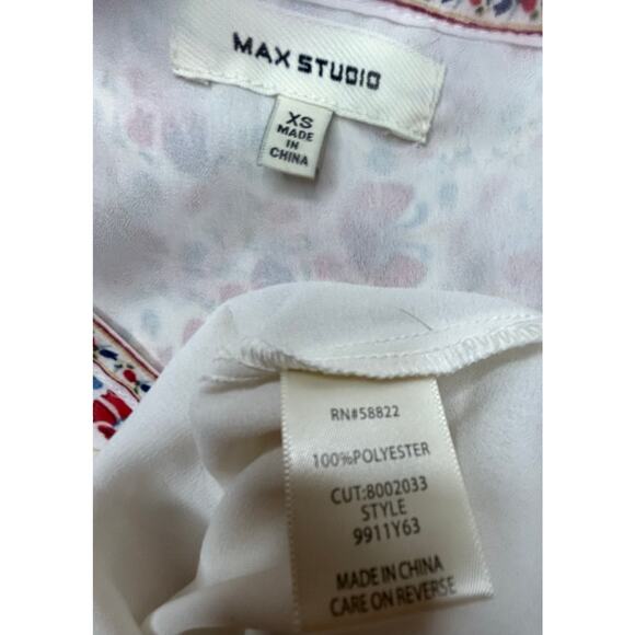 Max Studio Georgette Dress Smocked Mini XS V-Neck Tiered Skirt Like New Lined - Picture 10 of 10